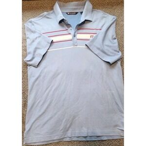 Travis Mathew Mens Sz Large Blue Gray Golf Polo Shirt‎ Tennis Pima Cotton Stripe